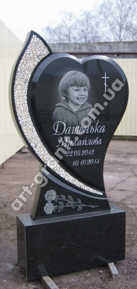 #Памятник с инкрустацией № 49 (белый мрамор) для Михайловой Дашеньки