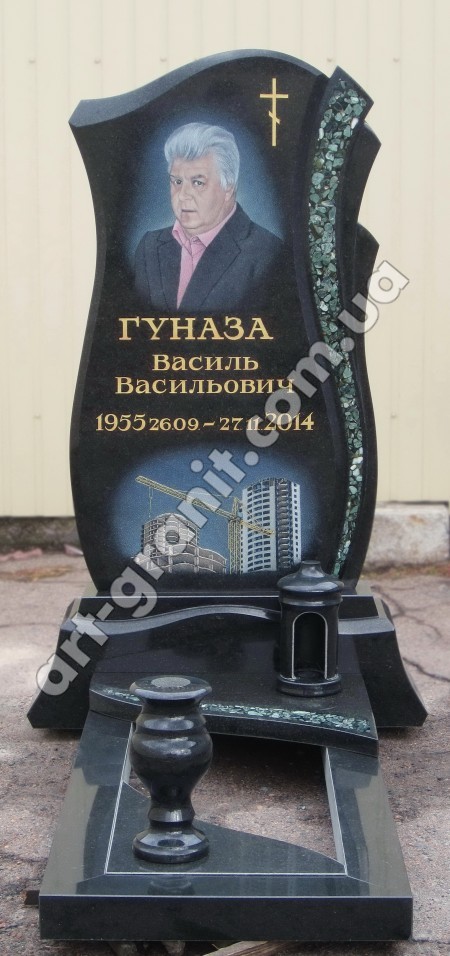 #Памятник с инкрустацией № 48 (грин) для Гуназа В.В.